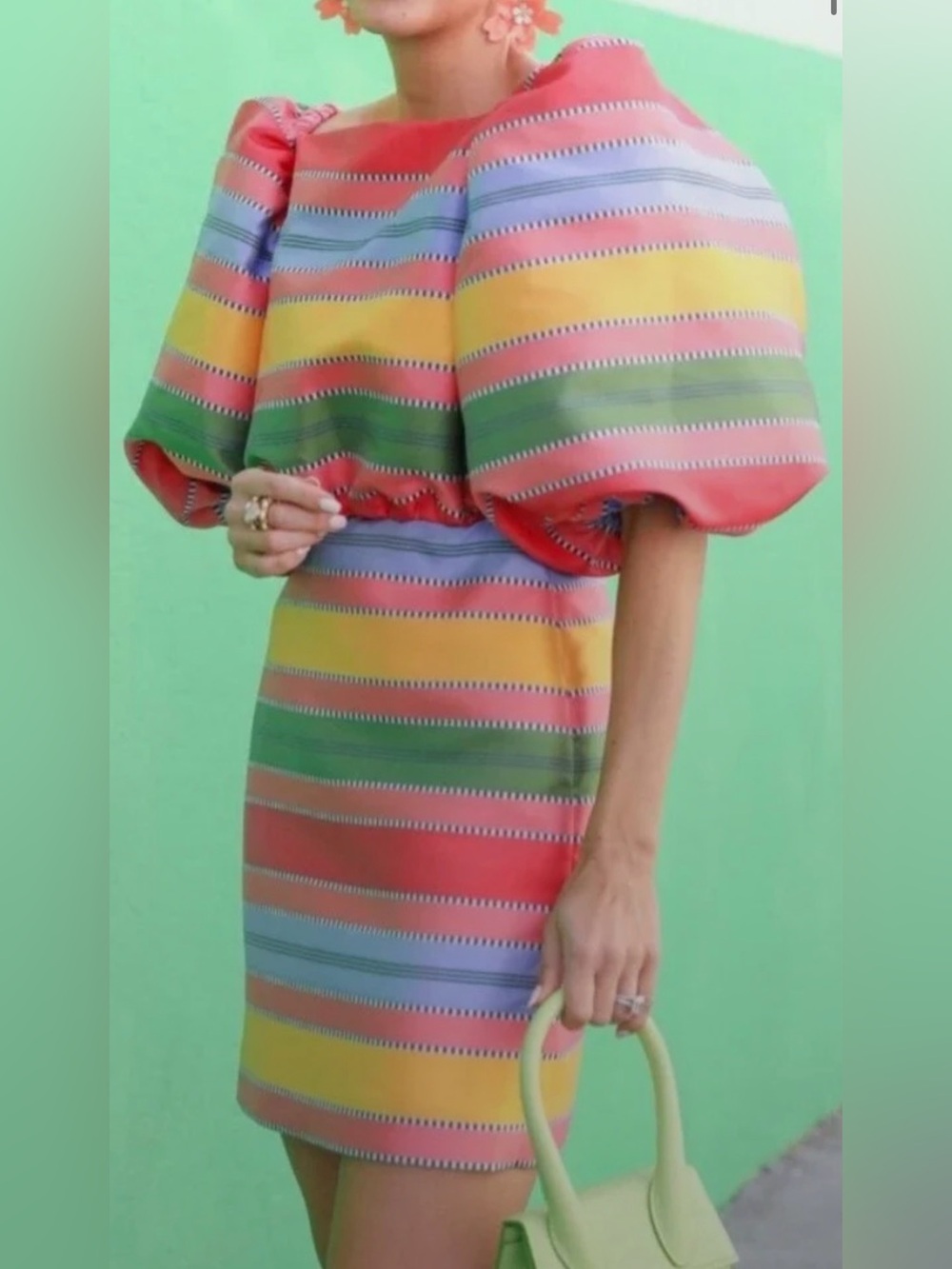 Antonio Melani x Nat Note Striped Jacquard Short Puff Dress  NWT. Size 12